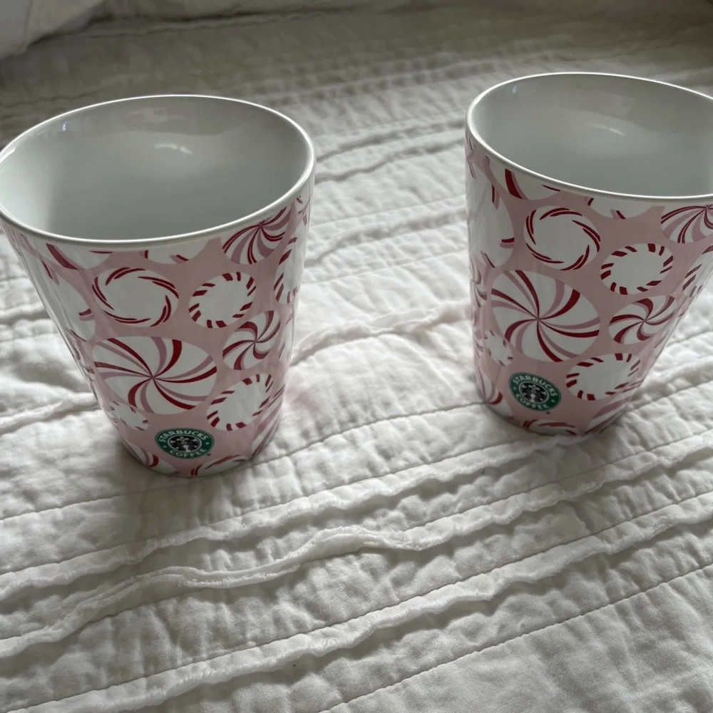 2 Starbucks 2004 Pink Peppermint Mugs! - Picture 2 of 4